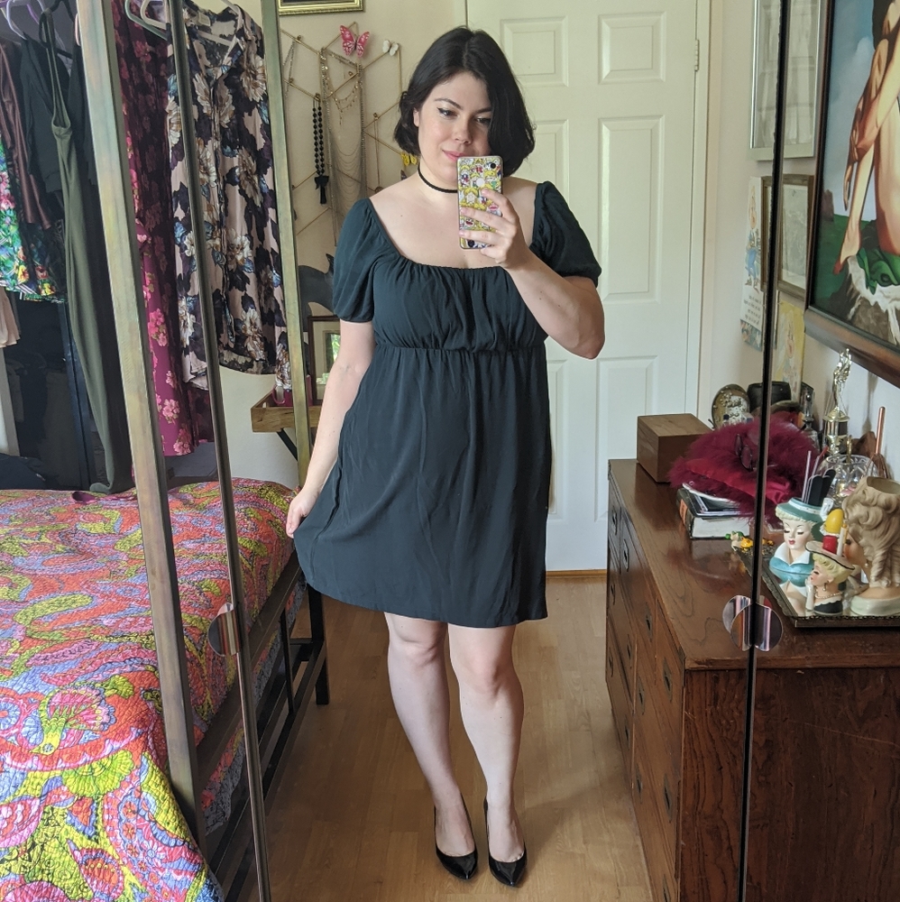Wild Fable Babydoll Forest Green Mini Dress